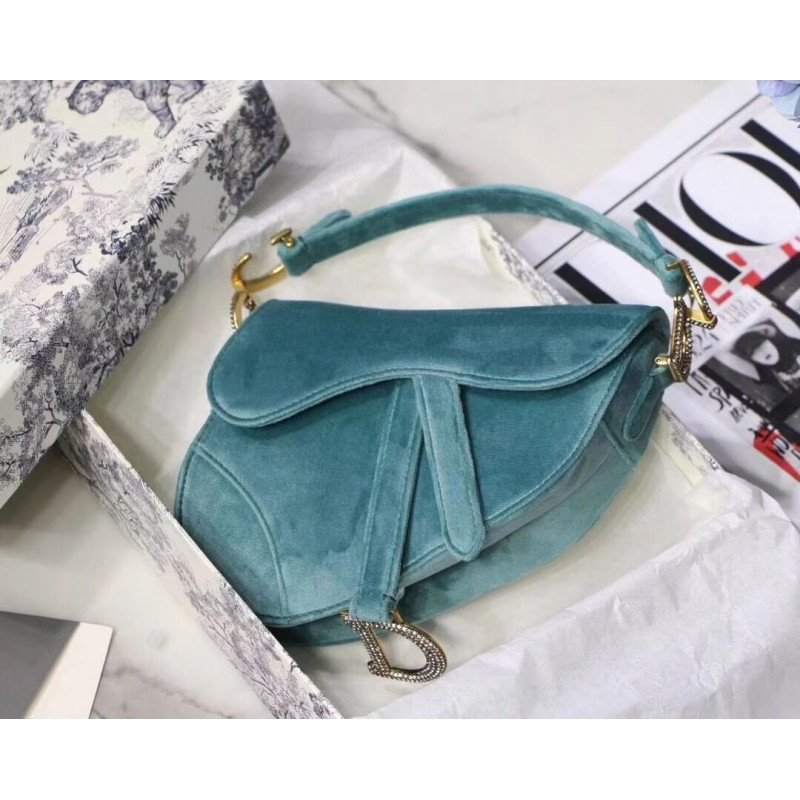 Christian Dior Saddle 20cm Shoulder Bag with Crystals Velvet M8044 Easybags251546