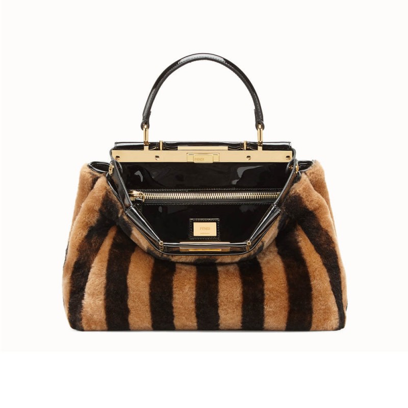 Fendi Peekaboo Iconic Medium Black Mink Bag 8BN290 Easybags63159